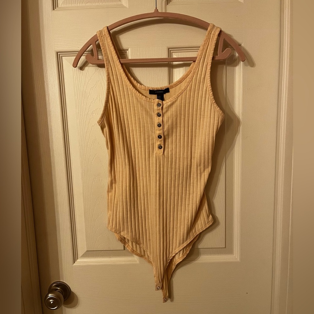 Women’s Forever 21 Ribbed Bodysuit Light Yellow